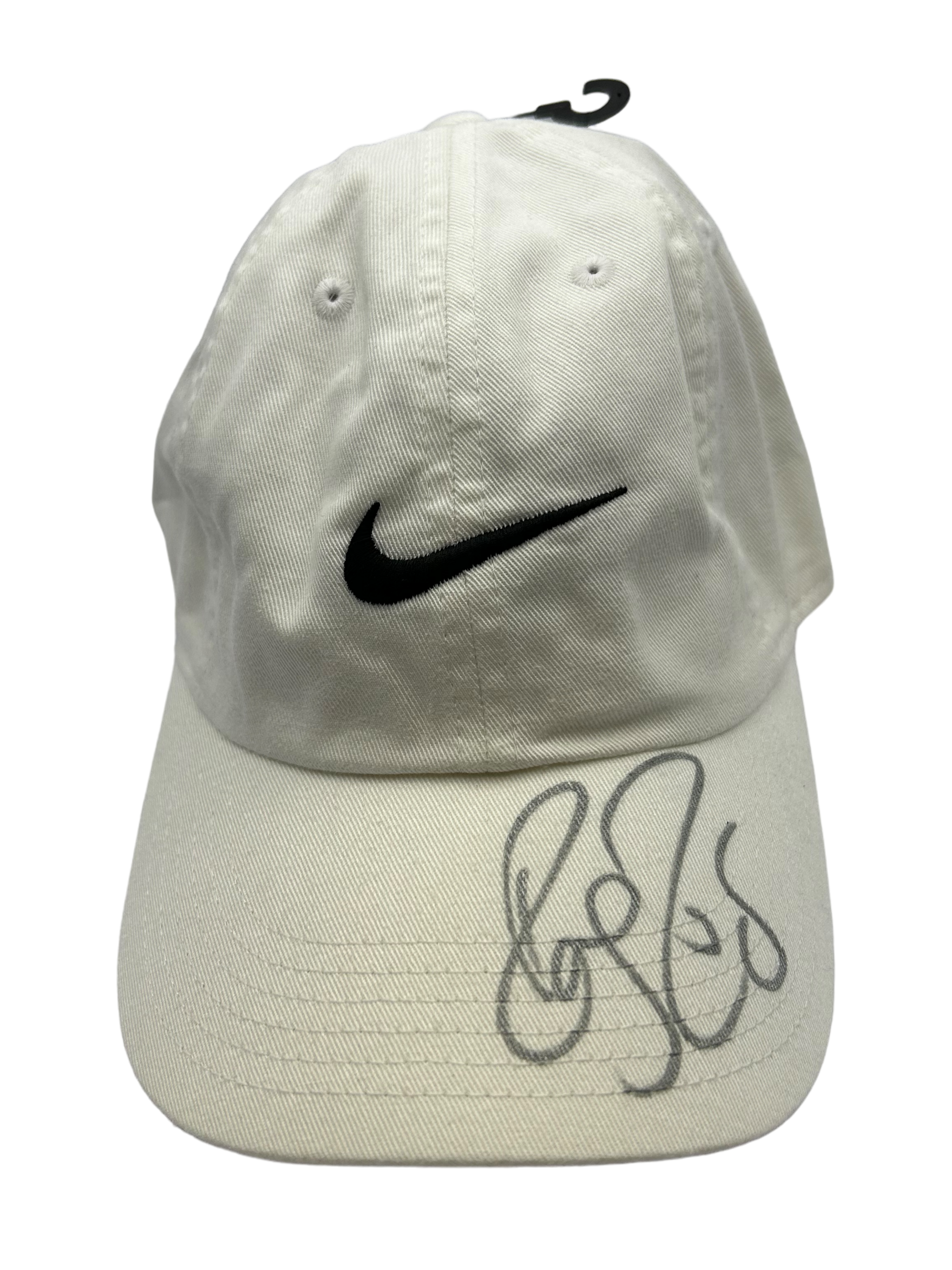 ROGER FEDERER SIGNED WHITE NIKE TENNIS CAP WIMBLEDON (AFTAL COA) 2-1