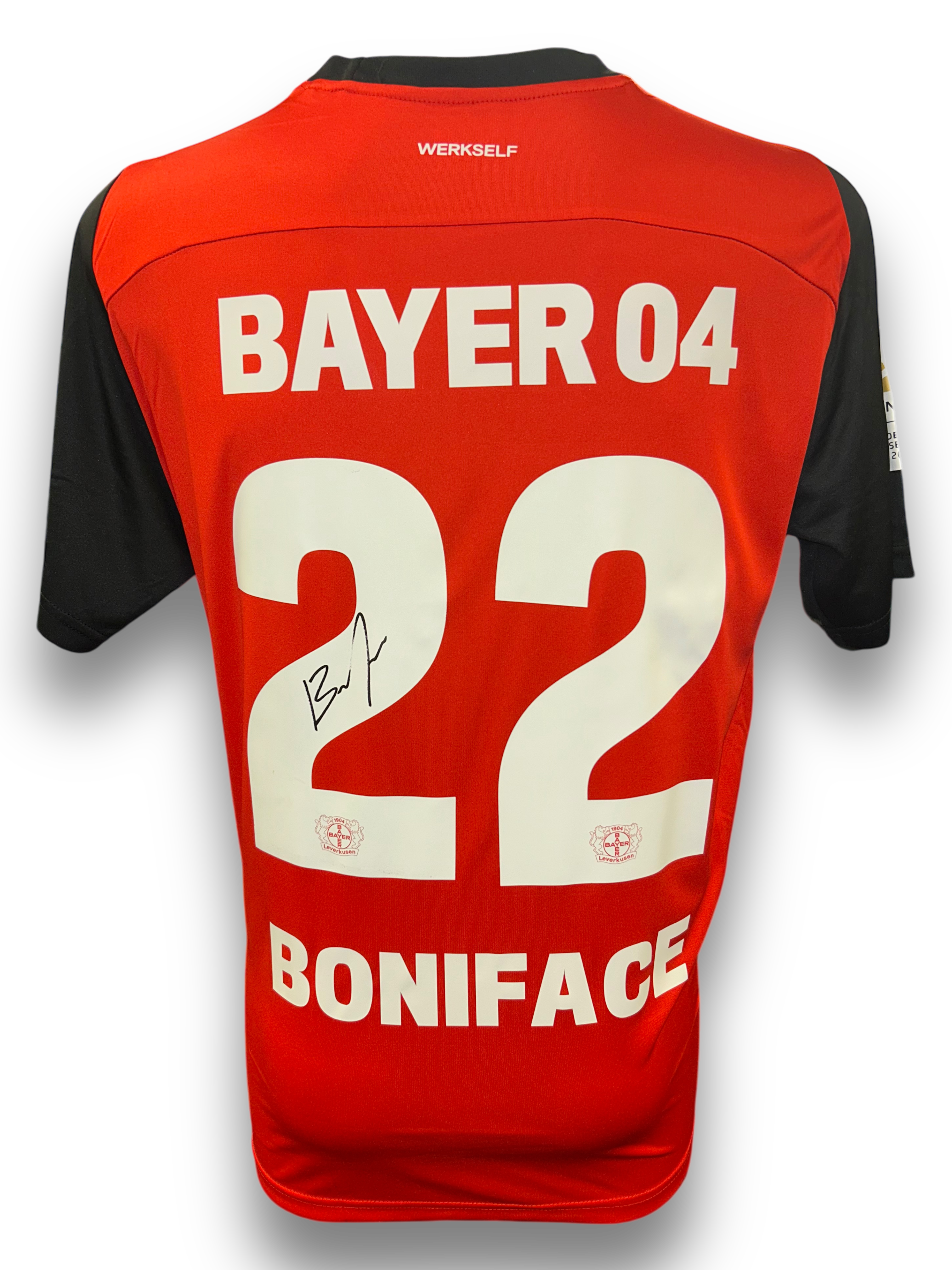 VICTOR BONIFACE SIGNED 2024/25 BAYER 04 LEVERKUSEN HOME SHIRT (AFTAL COA)