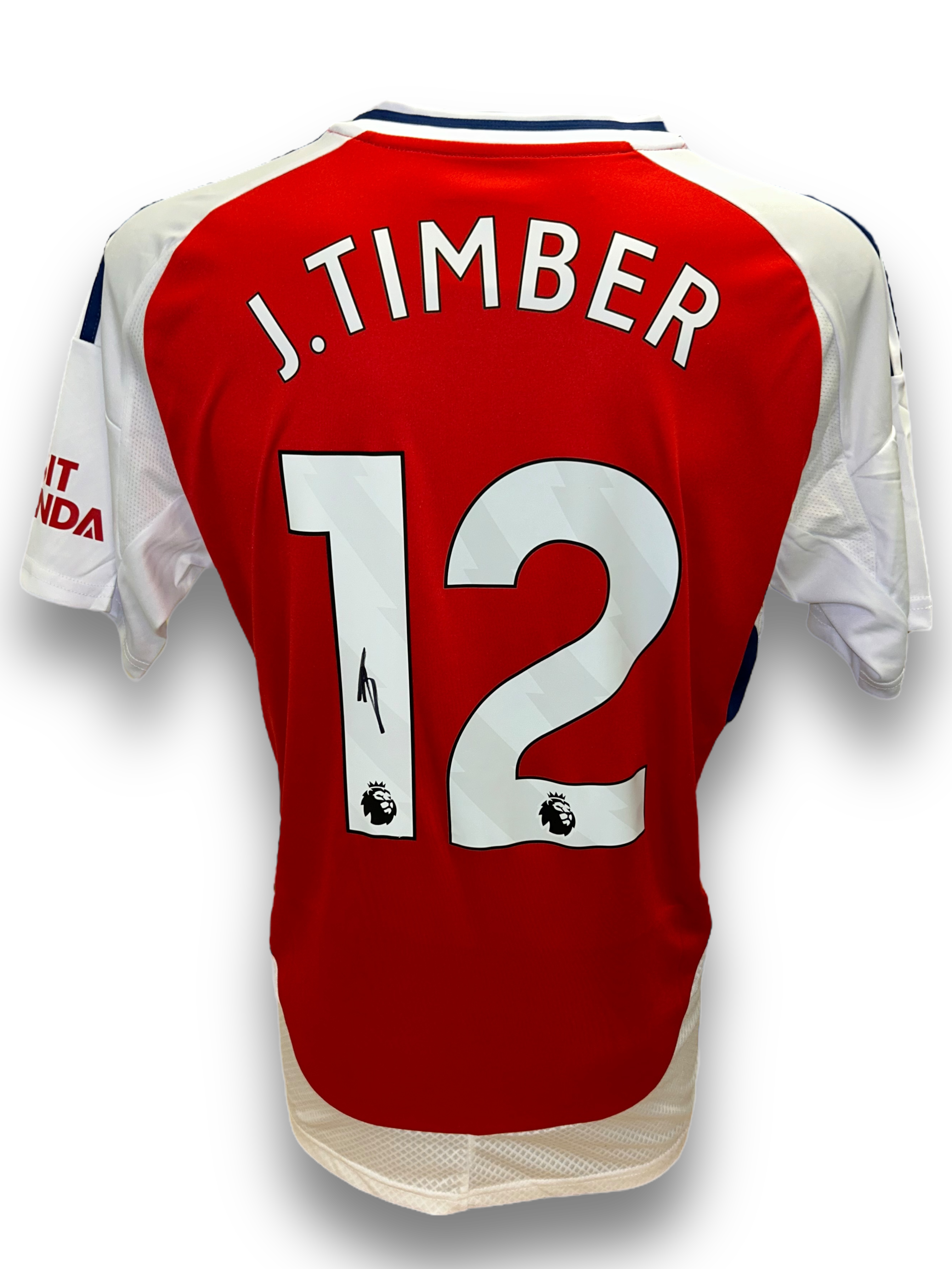 JURRIEN TIMBER SIGNED ARSENAL FC 2024/25 HOME SHIRT TIMBER 12 (AFTAL COA)