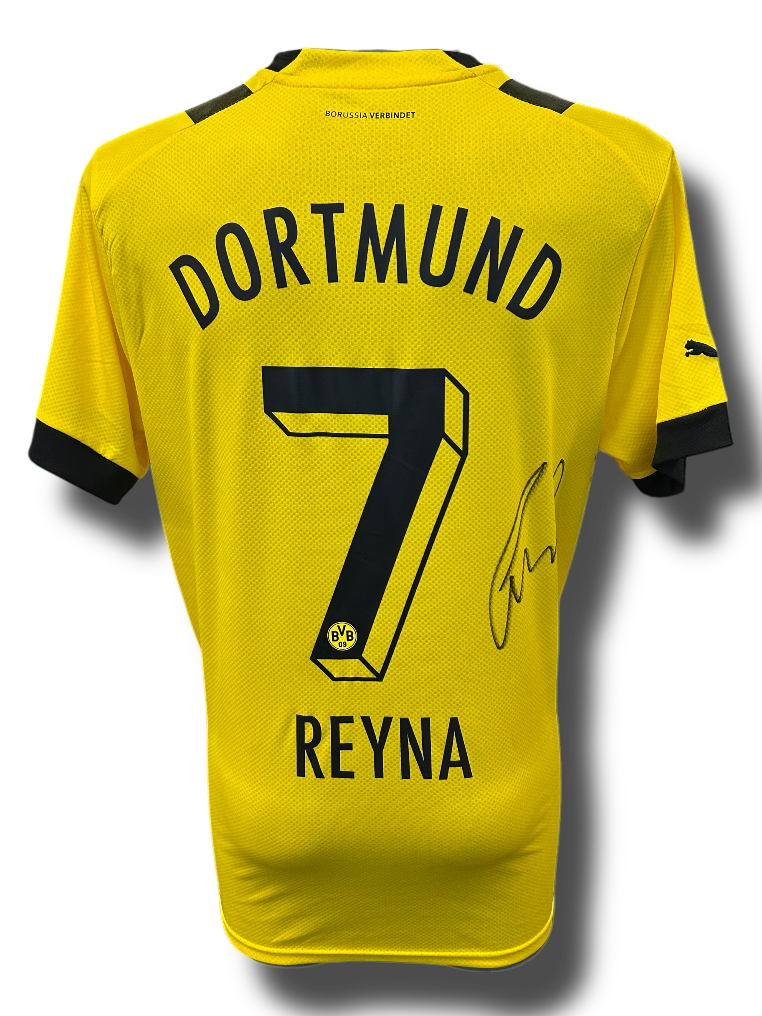 GIOVANNI REYNA SIGNED 2022/23 BORUSSIA DORTMUND HOME SHIRT (AFTAL COA)