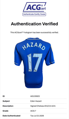 EDEN HAZARD SIGNED CHELSEA 2012/13 HOME SHIRT (ACG CERT AG135923)-2