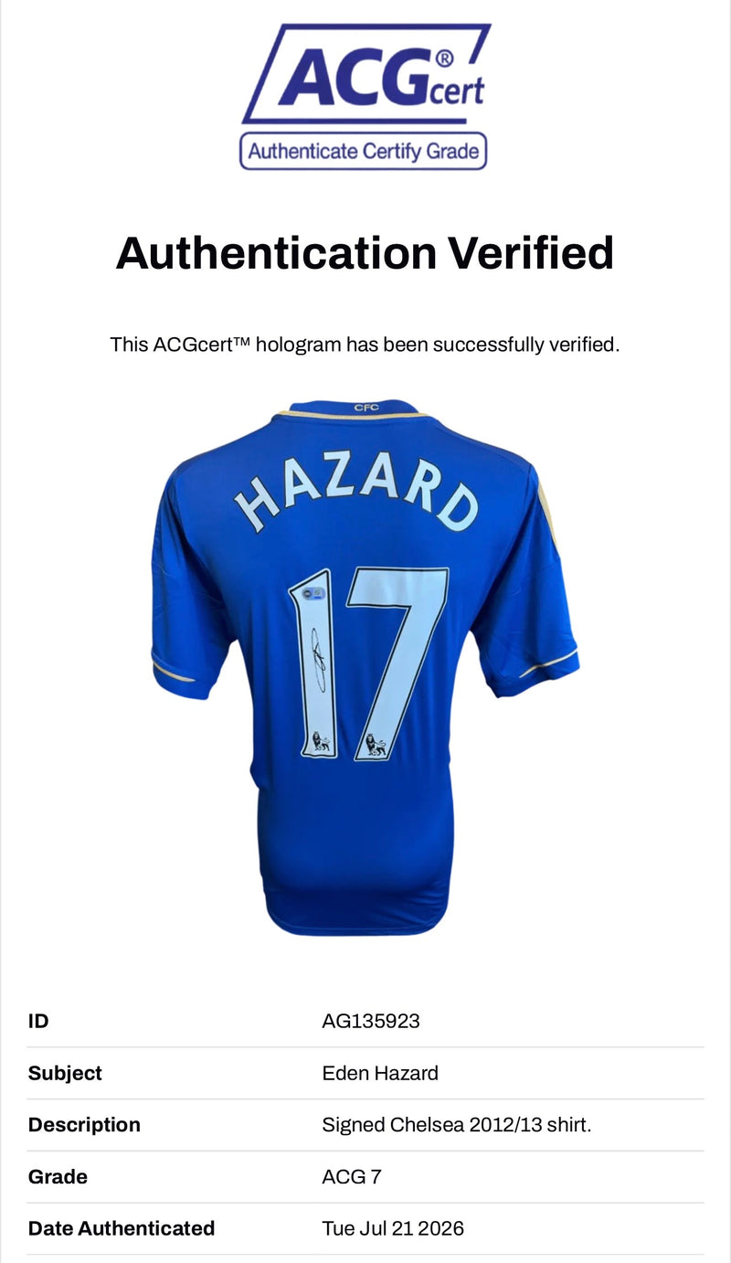 EDEN HAZARD SIGNED CHELSEA 2012/13 HOME SHIRT (ACG CERT AG135923)-2