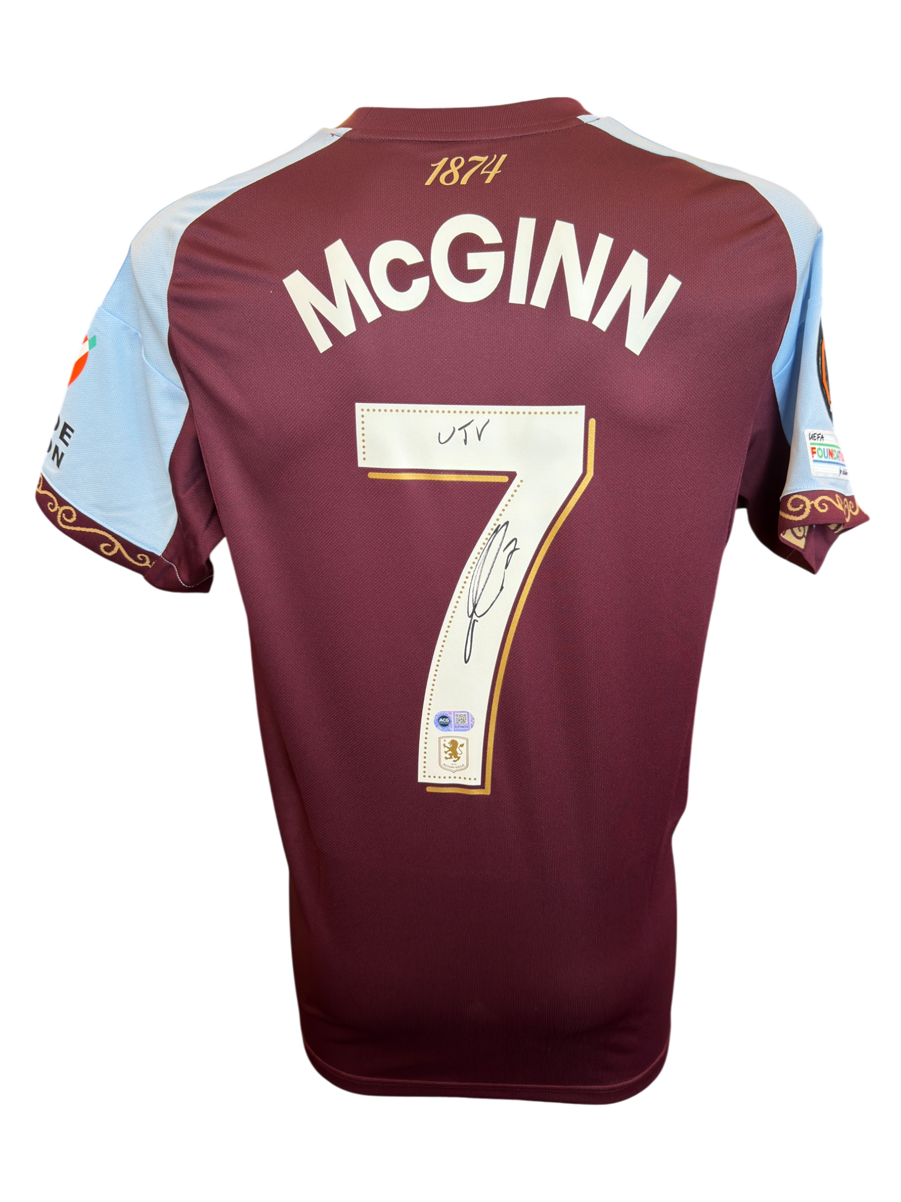 JOHN MCGINN SIGNED 25/26 ASTON VILLA HOME UEL SHIRT (ACG CERT AG19078)
