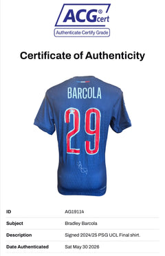BRADLEY BARCOLA SIGNED 24/25 PARIS SAINT-GERMAIN PSG HOME SHIRT (ACG CERT AG19114)-4