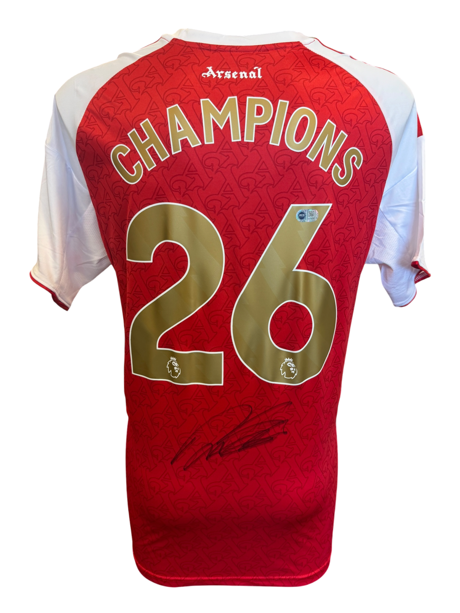 DECLAN RICE SIGNED ARSENAL CHAMPIONS 25/26 HOME SHIRT (ACG CERT AG19181)-1