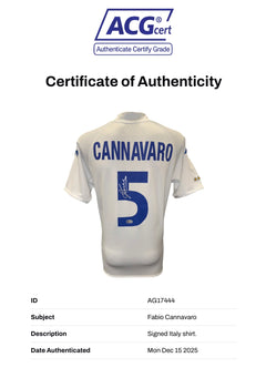 FABIO CANNAVARO SIGNED ITALY 2000/02 AWAY SHIRT (ACG CERT AG17444)-4
