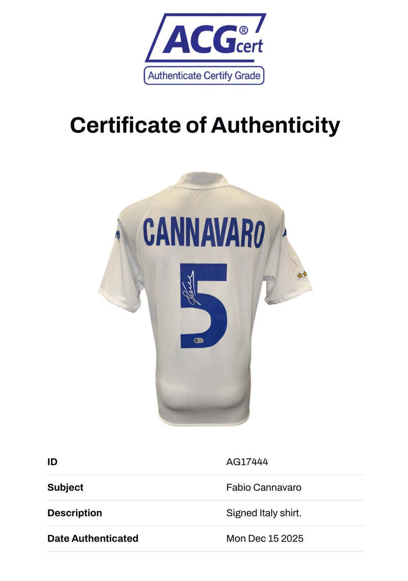 FABIO CANNAVARO SIGNED ITALY 2000/02 AWAY SHIRT (ACG CERT AG17444)-4