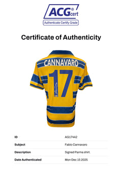 FABIO CANNAVARO SIGNED PARMA CALCIO 1998/99 HOME SHIRT (ACG CERT AG17442)-4