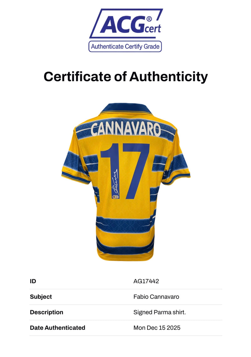 FABIO CANNAVARO SIGNED PARMA CALCIO 1998/99 HOME SHIRT (ACG CERT AG17442)-4