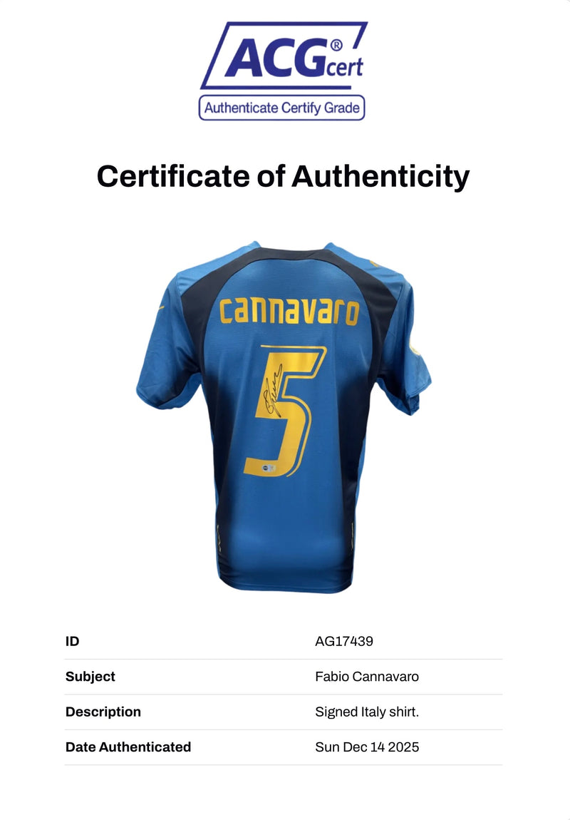FABIO CANNAVARO SIGNED ITALY 2006 WORLD CUP WINNERS HOME SHIRT (ACG CERT AG17439)-5