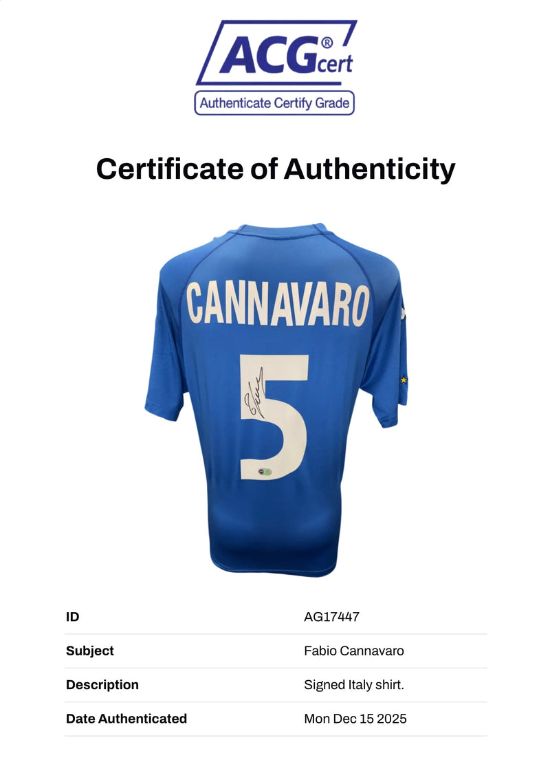 FABIO CANNAVARO SIGNED ITALY 2000/02 HOME SHIRT (ACG CERT AG17447)-5