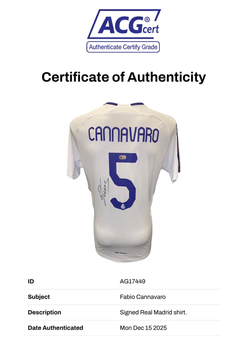 FABIO CANNAVARO SIGNED REAL MADRID 2007/08 HOME SHIRT (ACG CERT AG17449)-4