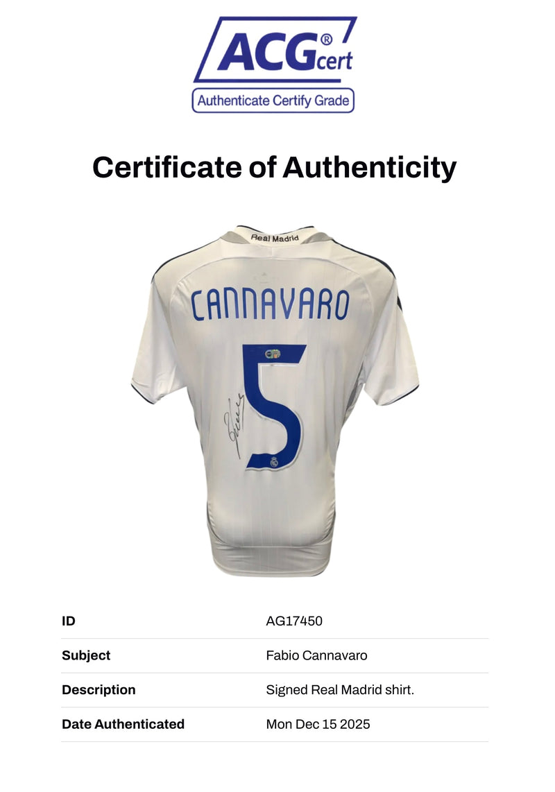 FABIO CANNAVARO SIGNED REAL MADRID 2006/07 HOME SHIRT (ACG CERT AG17450)-6