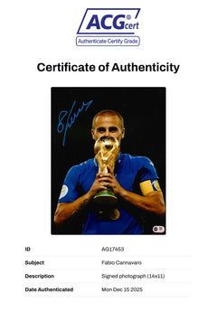 FABIO CANNAVARO SIGNED ITALY 06 WORLD CUP WINNER 14x11 PHOTO (ACG CERT AG17453)-3