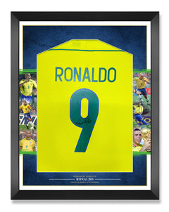 RONALDO NAZARIO SIGNED & FRAMED BRAZIL 1998 HOME SHIRT (ACG CERT)-1