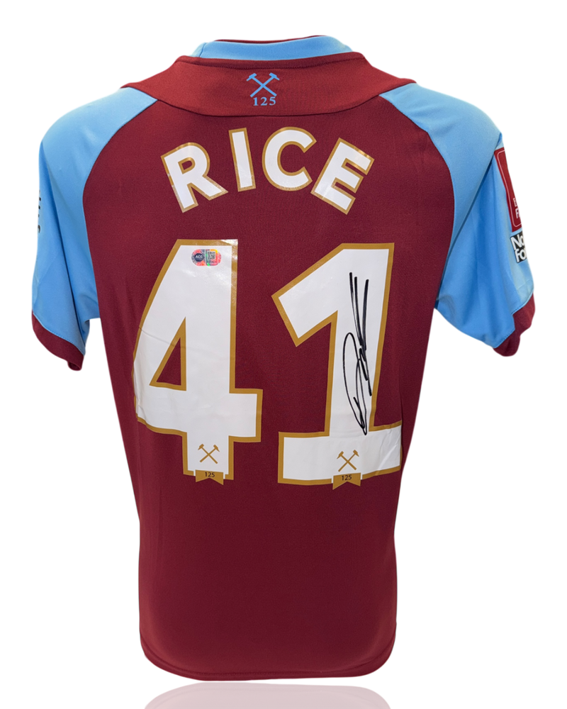 DECLAN RICE SIGNED WEST HAM UNITED 2021/22 HOME SHIRT (ACG CERT AG17619)-1