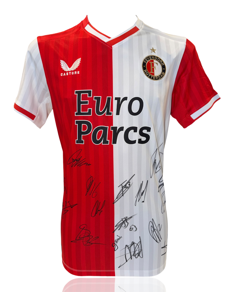 FEYENOORD SIGNED 2023/24 HOME SQUAD SHIRT SLOT, GIMENEZ, STENGS (ACG CERT AG17630)-1