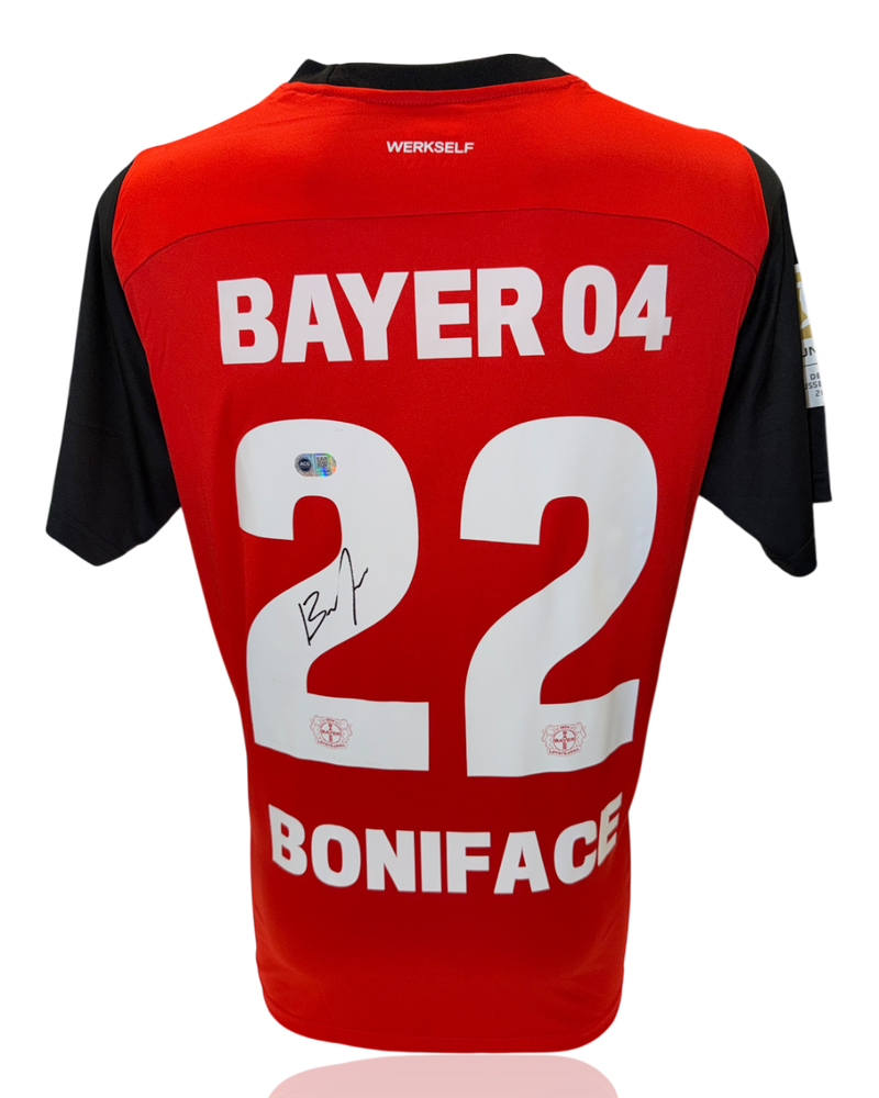 VICTOR BONIFACE SIGNED 2024/25 BAYER 04 LEVERKUSEN HOME SHIRT (ACG CERT AG17638)-1