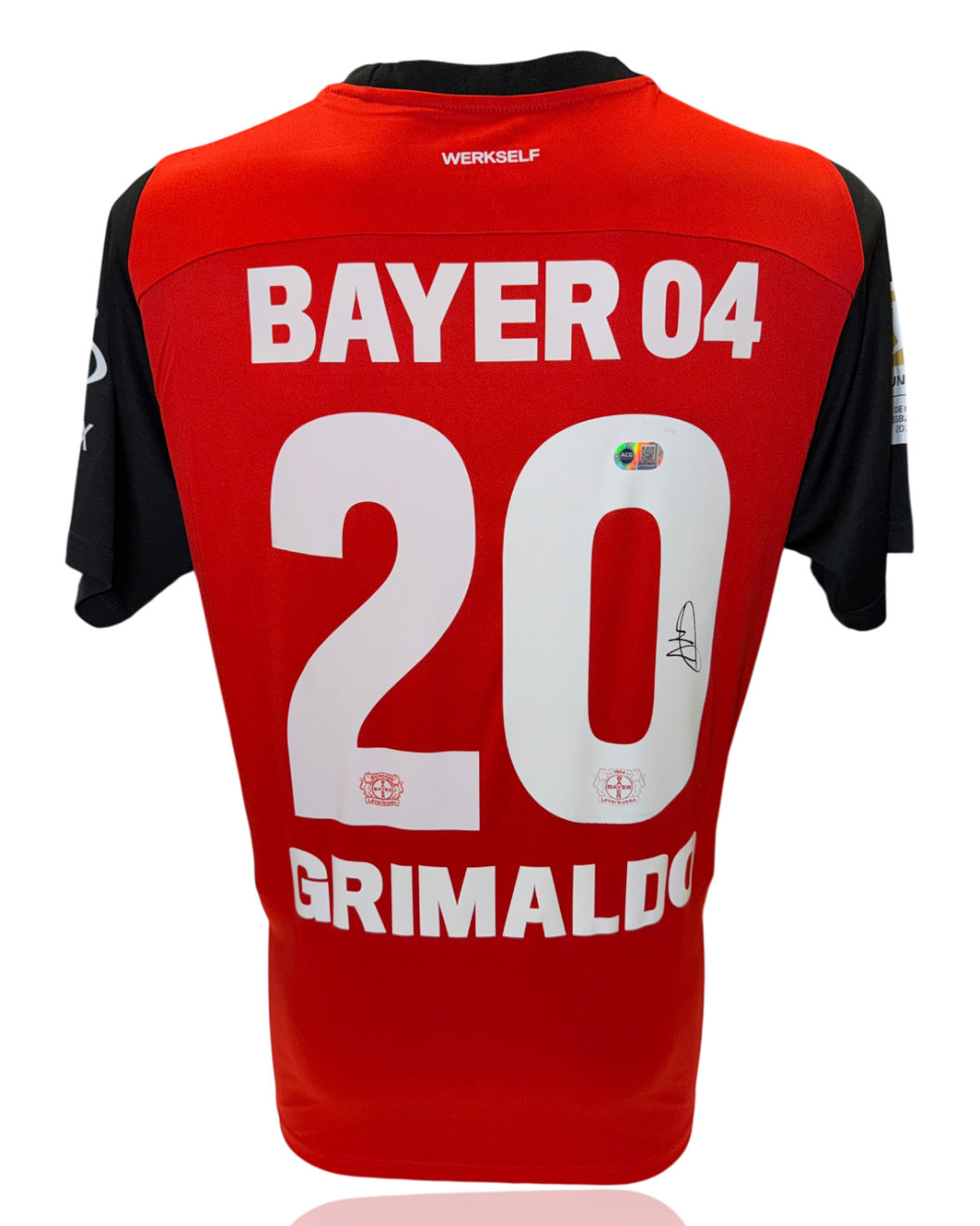 ALEJANDRO GRIMALDO SIGNED 2024/25 BAYER 04 LEVERKUSEN HOME SHIRT (ACG CERT AG17639)-1