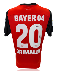 ALEJANDRO GRIMALDO SIGNED 2024/25 BAYER 04 LEVERKUSEN HOME SHIRT (ACG CERT AG17639)-1