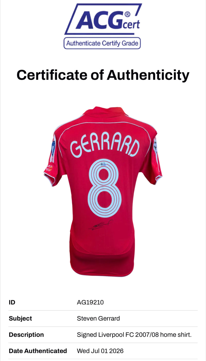 STEVEN GERRARD SIGNED LIVERPOOL FC 2007/08 HOME SHIRT (ACG CERT AG19210)-2