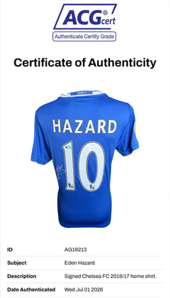 EDEN HAZARD SIGNED CHELSEA 2016/17 HOME SHIRT (ACG CERT AG19213)-3