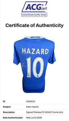 EDEN HAZARD SIGNED CHELSEA 2016/17 HOME SHIRT (ACG CERT AG19214)-3