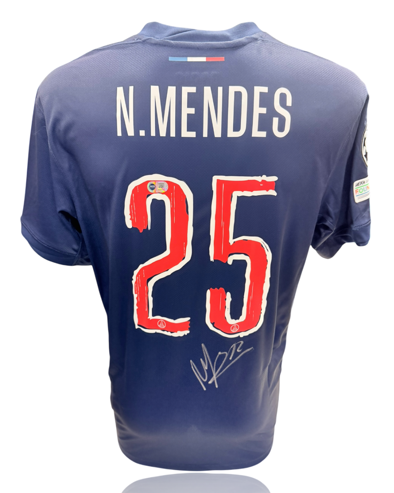 NUNO MENDES SIGNED 24/25 PARIS SAINT-GERMAIN PSG HOME SHIRT (ACG CERT AG17747)-1