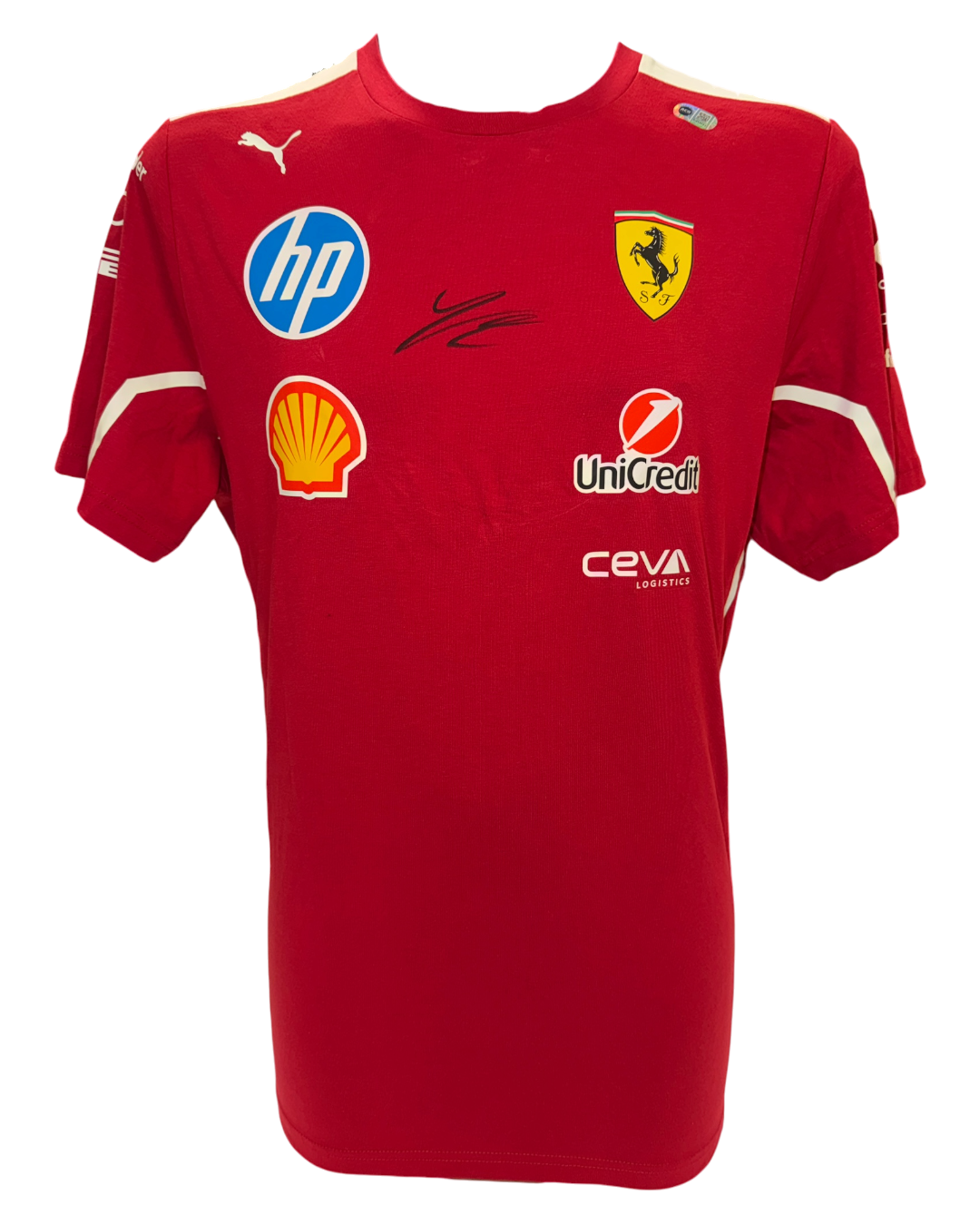 CHARLES LECLERC SIGNED FERRARI PUMA 2025 FORMULA 1 T-SHIRT (ACG CERT AG17771)-1
