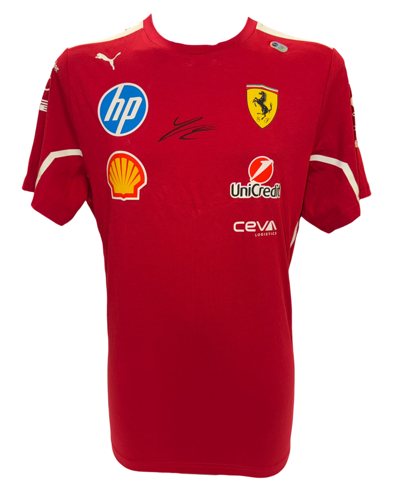 CHARLES LECLERC SIGNED FERRARI PUMA 2025 FORMULA 1 T-SHIRT (ACG CERT AG17771)-1