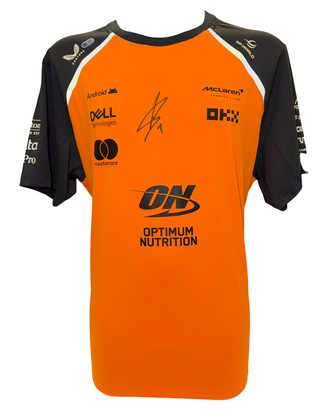 LANDO NORRIS SIGNED MCLAREN FORMULA 1 CHAMPION T-SHIRT (ACG CERT AG17777)