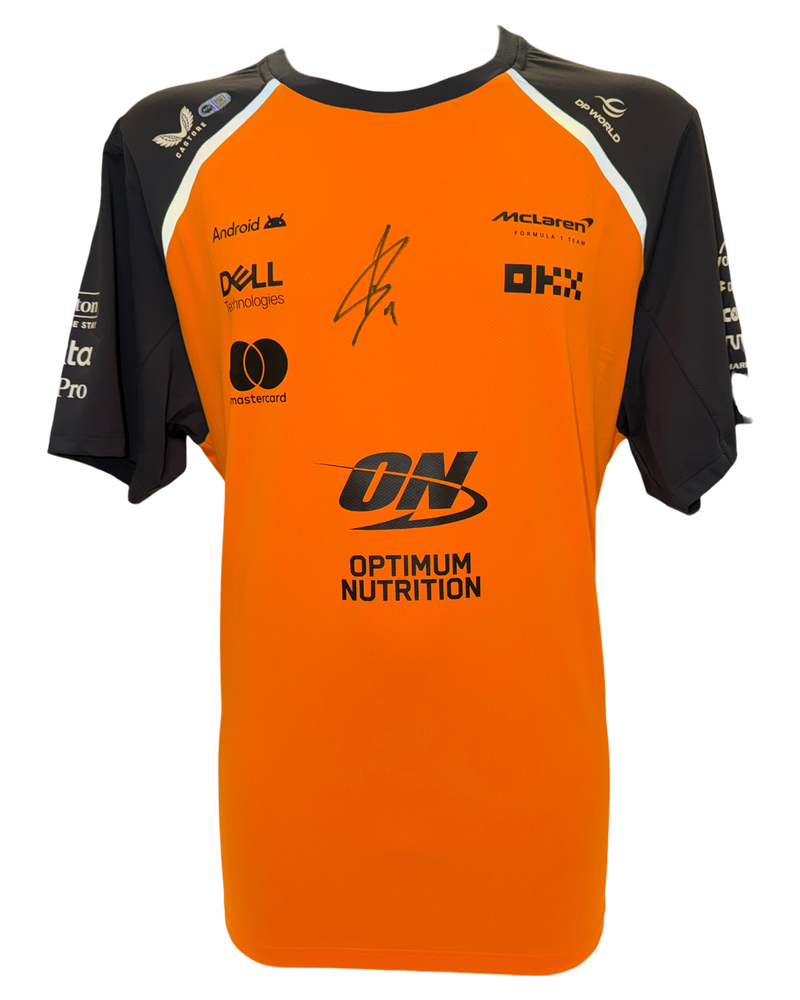 LANDO NORRIS SIGNED MCLAREN FORMULA 1 CHAMPION T-SHIRT (ACG CERT AG17777)-1