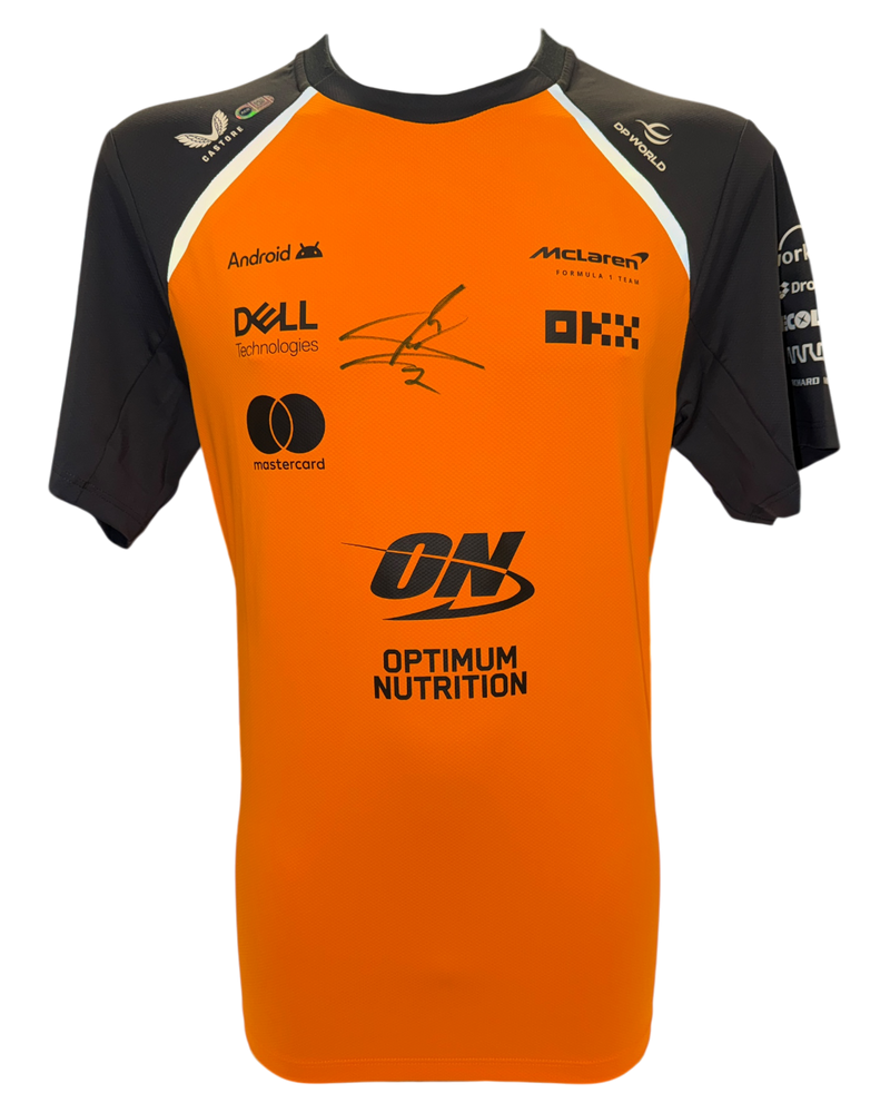LANDO NORRIS SIGNED MCLAREN FORMULA 1 CHAMPION T-SHIRT (ACG CERT AG17778)-1