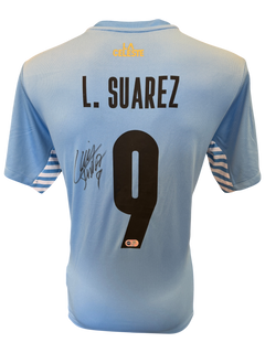 LUIS SUAREZ SIGNED URUGUAY 2020/22 HOME SHIRT (ACG CERT AG19301)-1