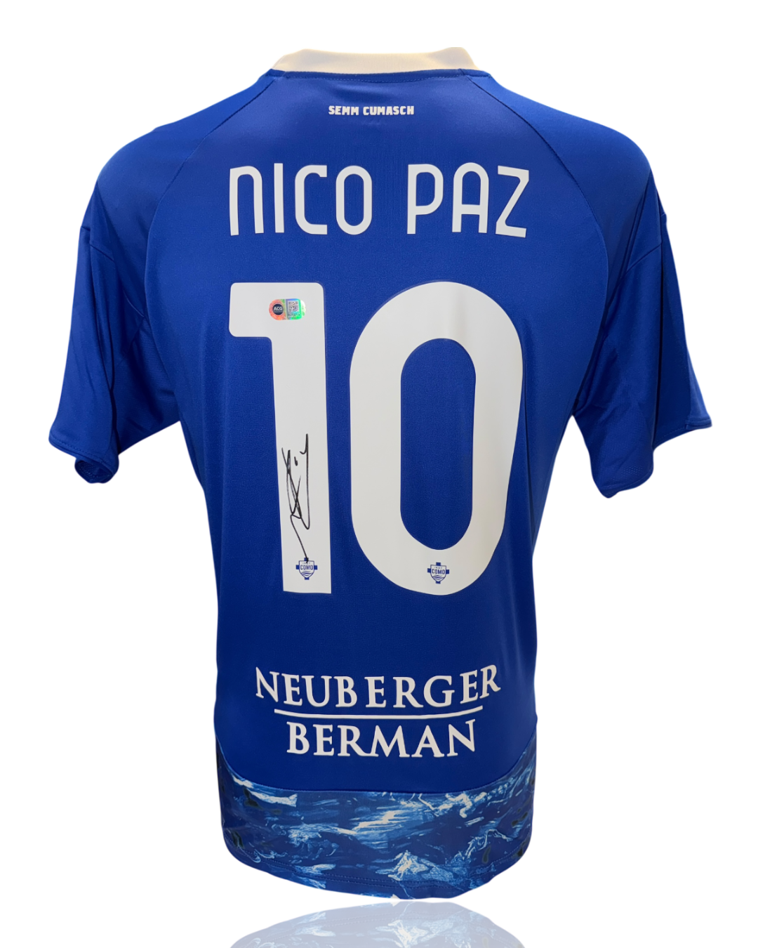 NICO PAZ SIGNED COMO 1907 2026/26 HOME SHIRT (ACG CERT AG17789)