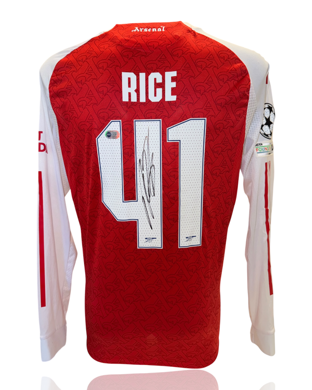 DECLAN RICE SIGNED ARSENAL FC 2025/26 UCL HOME SHIRT (ACG CERT AG17826)