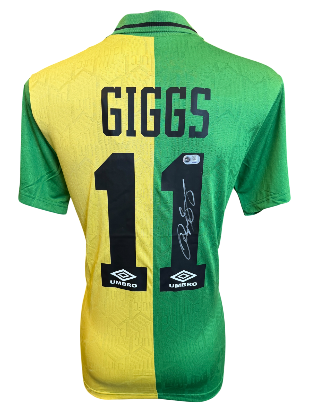 RYAN GIGGS SIGNED MANCHESTER UNITED 1992-94 NEWTON HEATH THIRD SHIRT (ACG CERT AG135966)