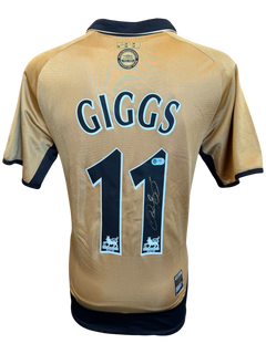 RYAN GIGGS SIGNED MANCHESTER UNITED 100TH ANNIVERSARY GOLD SHIRT (ACG CERT AG135975)-1