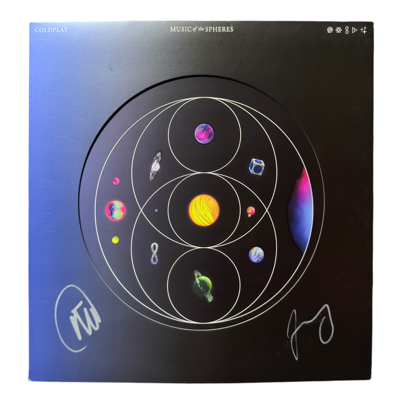 JONNY BUCKLAND & WILL CHAMPION SIGNED COLDPLAY SPHERES VINYL (ACG CERT AG17958)-1