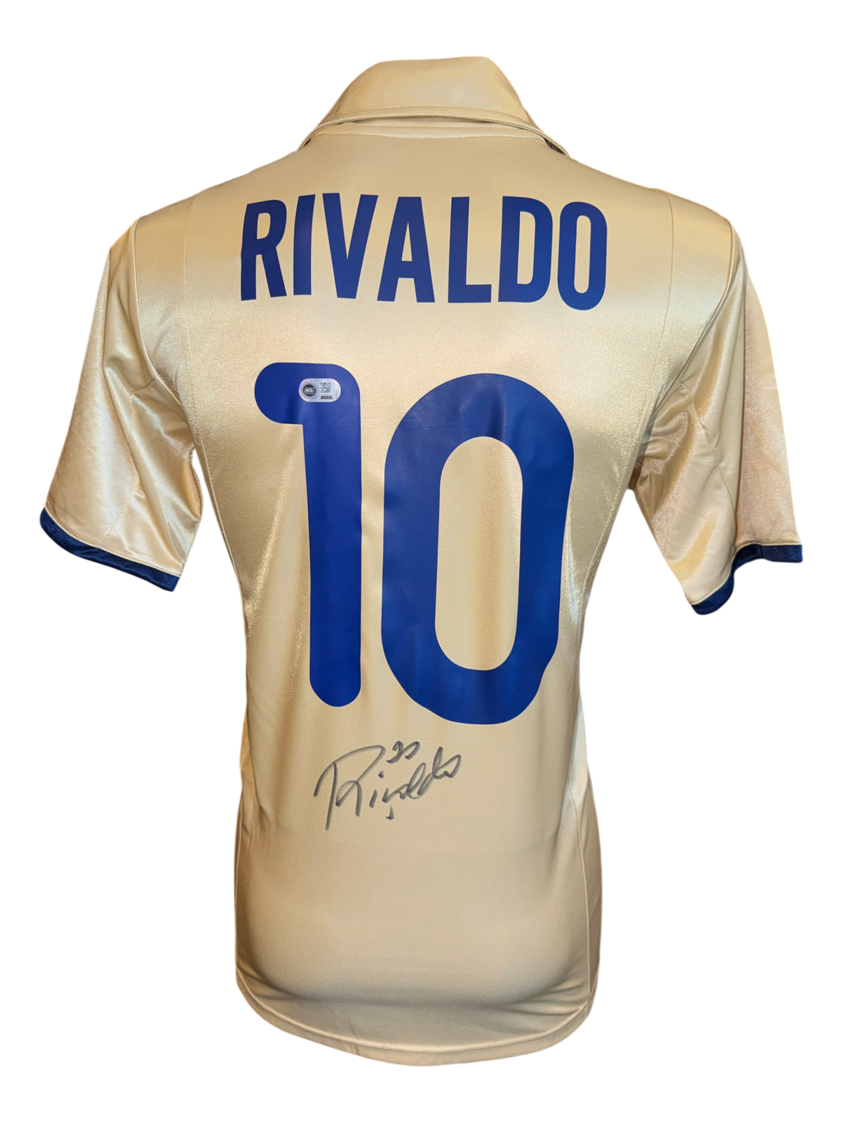 RIVALDO SIGNED FC BARCELONA 2001/03 AWAY SHIRT (ACG CERT AG136145)-1