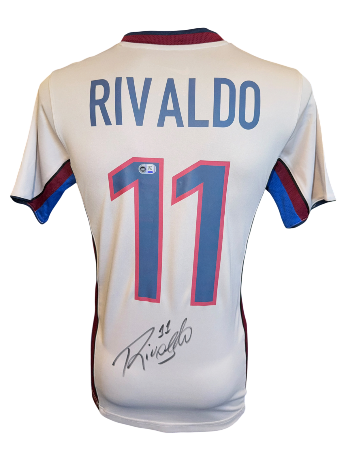 RIVALDO SIGNED FC BARCELONA 1999/01 AWAY SHIRT (ACG CERT AG136147)-1