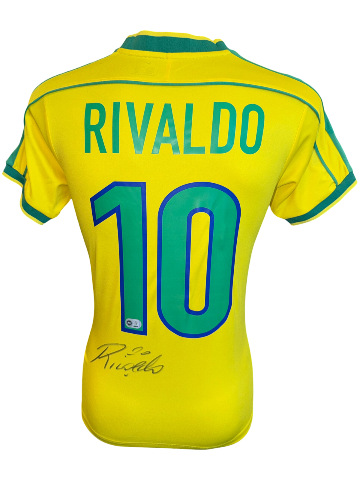 RIVALDO SIGNED BRAZIL 1998 WORLD CUP HOME SHIRT (ACG CERT AG136148)