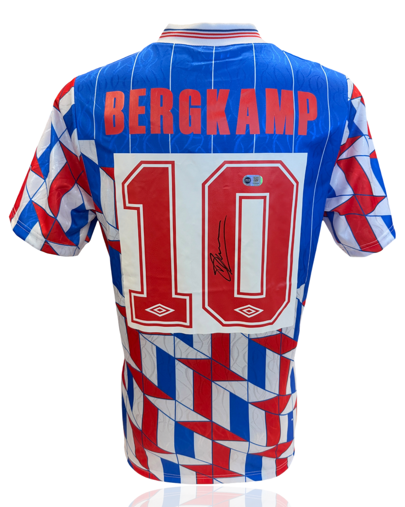 DENNIS BERGKAMP SIGNED AFC AJAX 1990 AWAY SHIRT (ACG WITNESS AG46496)-1