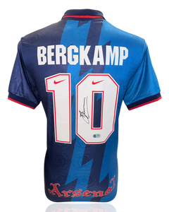 DENNIS BERGKAMP SIGNED ARSENAL FC 1995/96 AWAY SHIRT (ACG WITNESS AG46503)-1