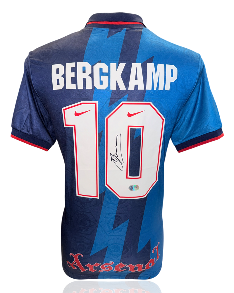 DENNIS BERGKAMP SIGNED ARSENAL FC 1995/96 AWAY SHIRT (ACG WITNESS AG46503)-1