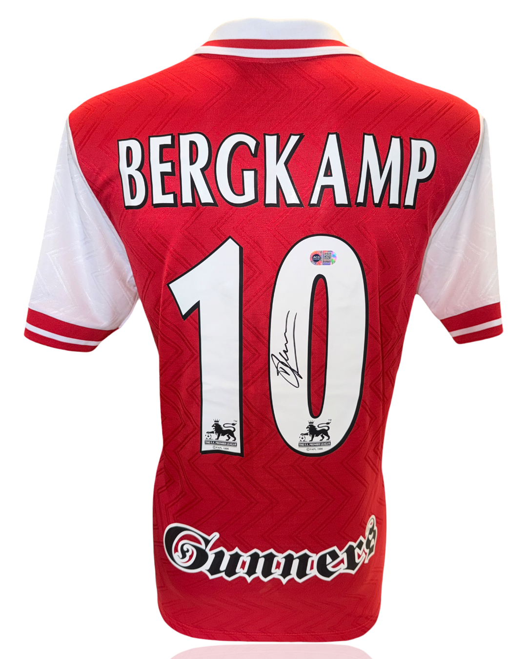 DENNIS BERGKAMP SIGNED ARSENAL FC 1996/98 HOME SHIRT (ACG WITNESS AG46511)-1