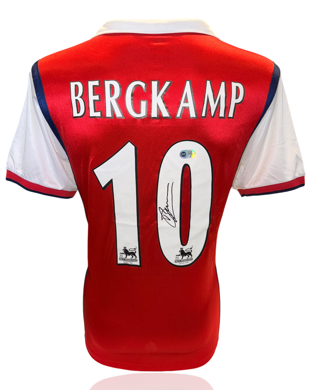 DENNIS BERGKAMP SIGNED ARSENAL FC 1998/00 HOME SHIRT (ACG WITNESS AG46512)