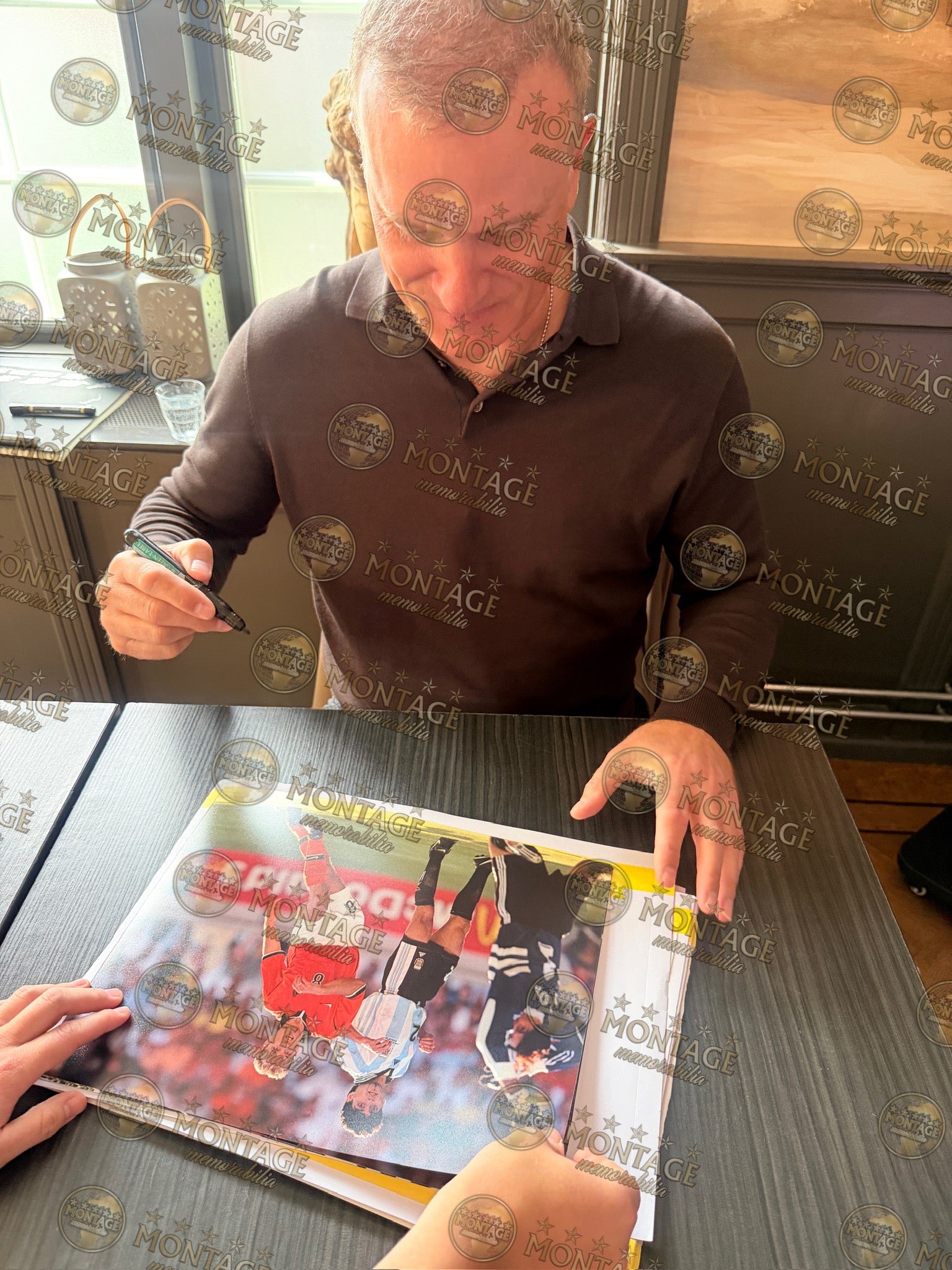 DENNIS BERGKAMP SIGNED HOLLAND WORLD CUP 1998 14X11 PHOTO (ACG WITNESS AG46485)