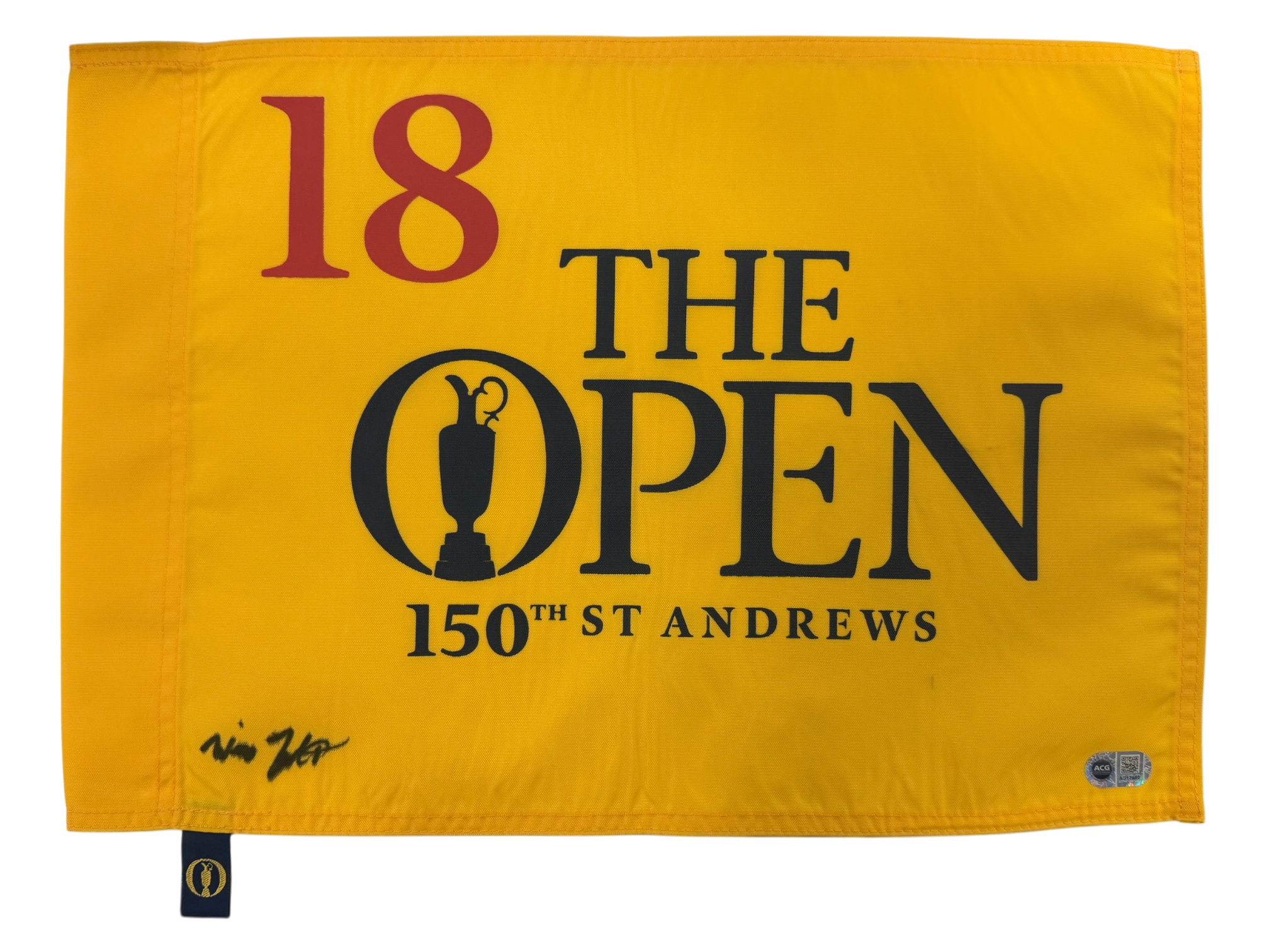WILL ZALATORIS SIGNED GOLF 150TH OPEN PIN FLAG ST ANDREWS (ACG CERT AG17650)