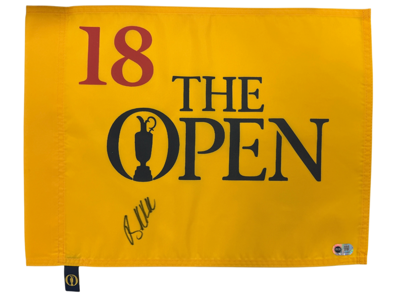 BROOKS KOEPKA SIGNED 150TH OPEN ANNIVERSARY PIN FLAG (ACG CERT AG17648)-1